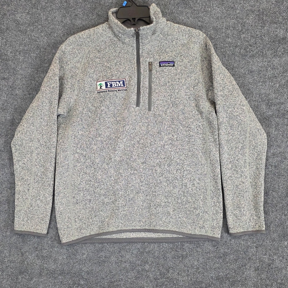 Patagonia Better Sweater Mens Medium Gray Quarter Zip Pullover FBM Logo STY25522